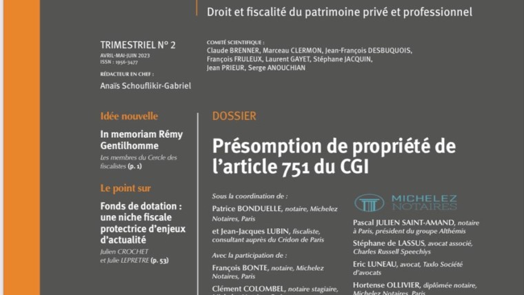 Présomption de propriété: Article 751 du CGI