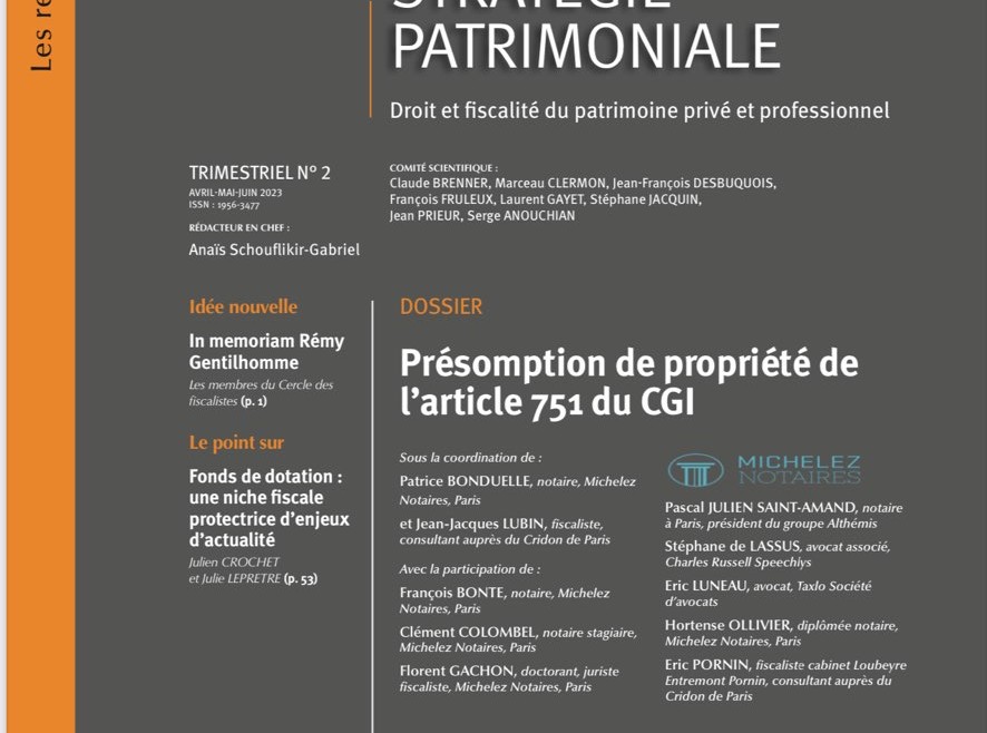 Présomption de propriété: Article 751 du CGI