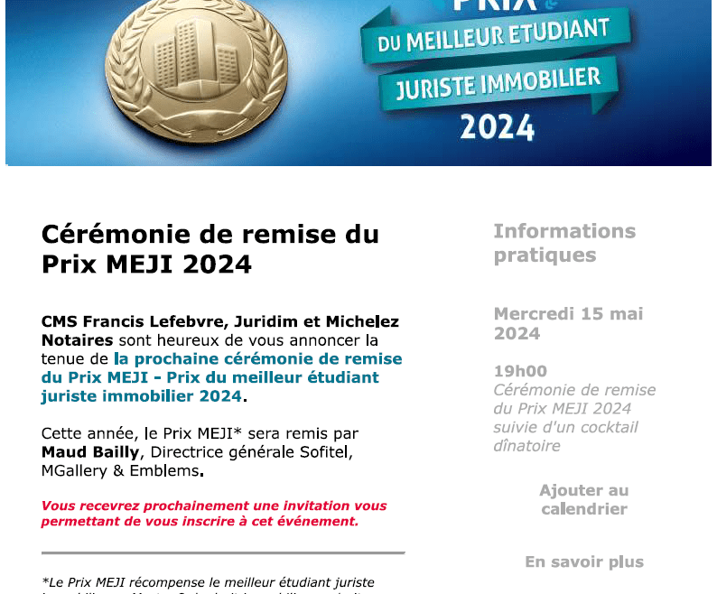 Save The Date | Cérémonie de remise du Prix MEJI 2024